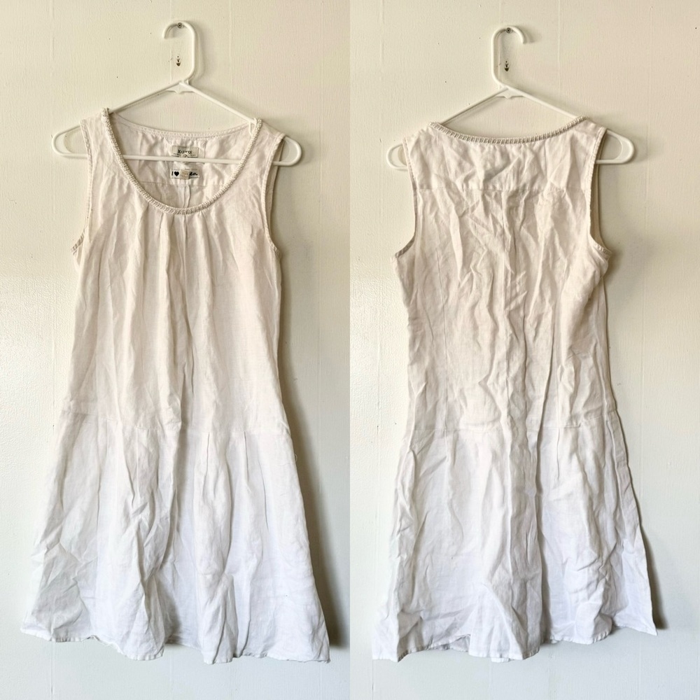 Malvin Hamburg Germany I Love Linen White Beaded Mini Dress
